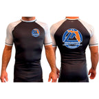 Gracie Fishhawk Jiu-Jitsu All Black Ranked Short Sleeve Rash Guards #8029 A