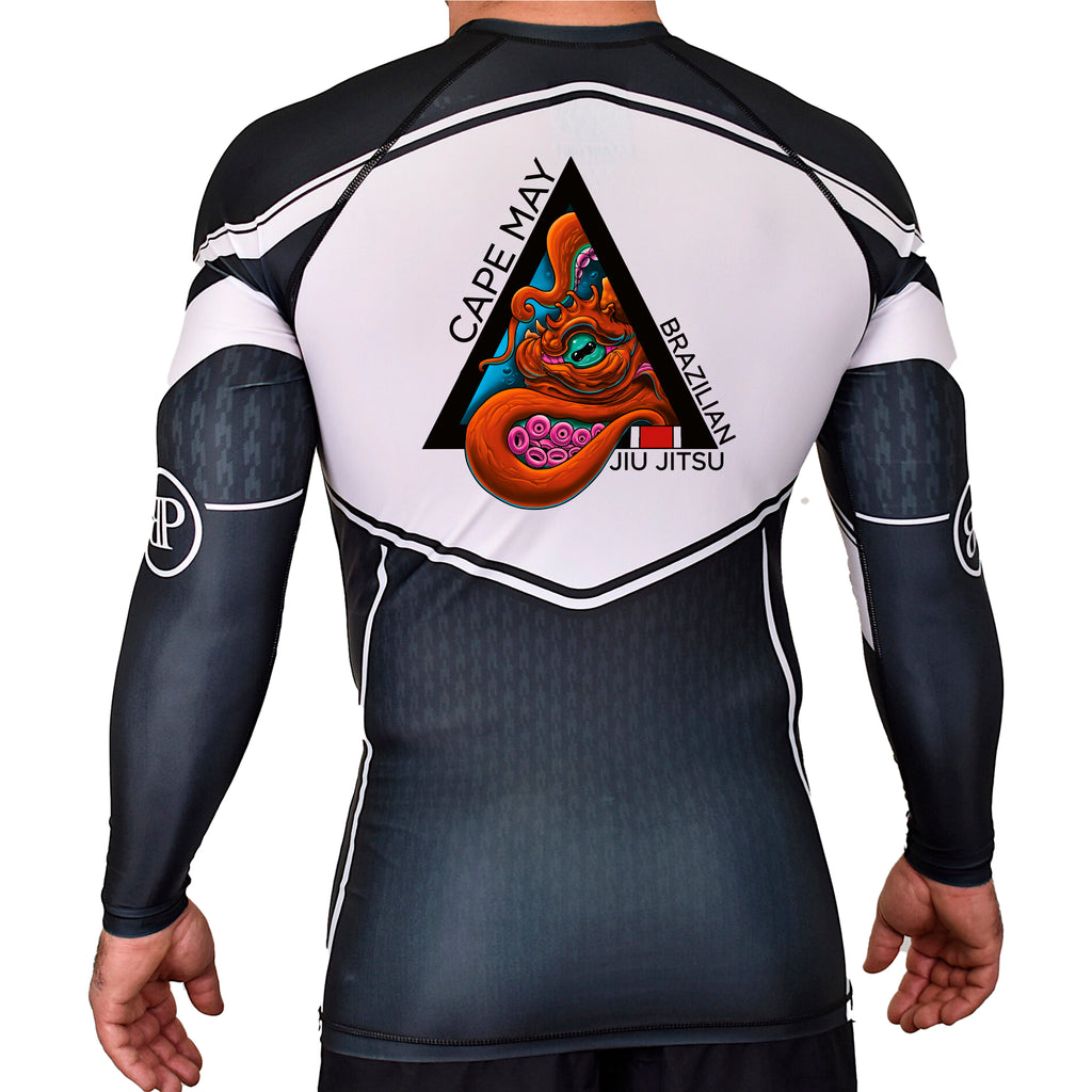 Cape May Brazilian Jiu Jitsu Academy Rash Guards Black/White #8030 A