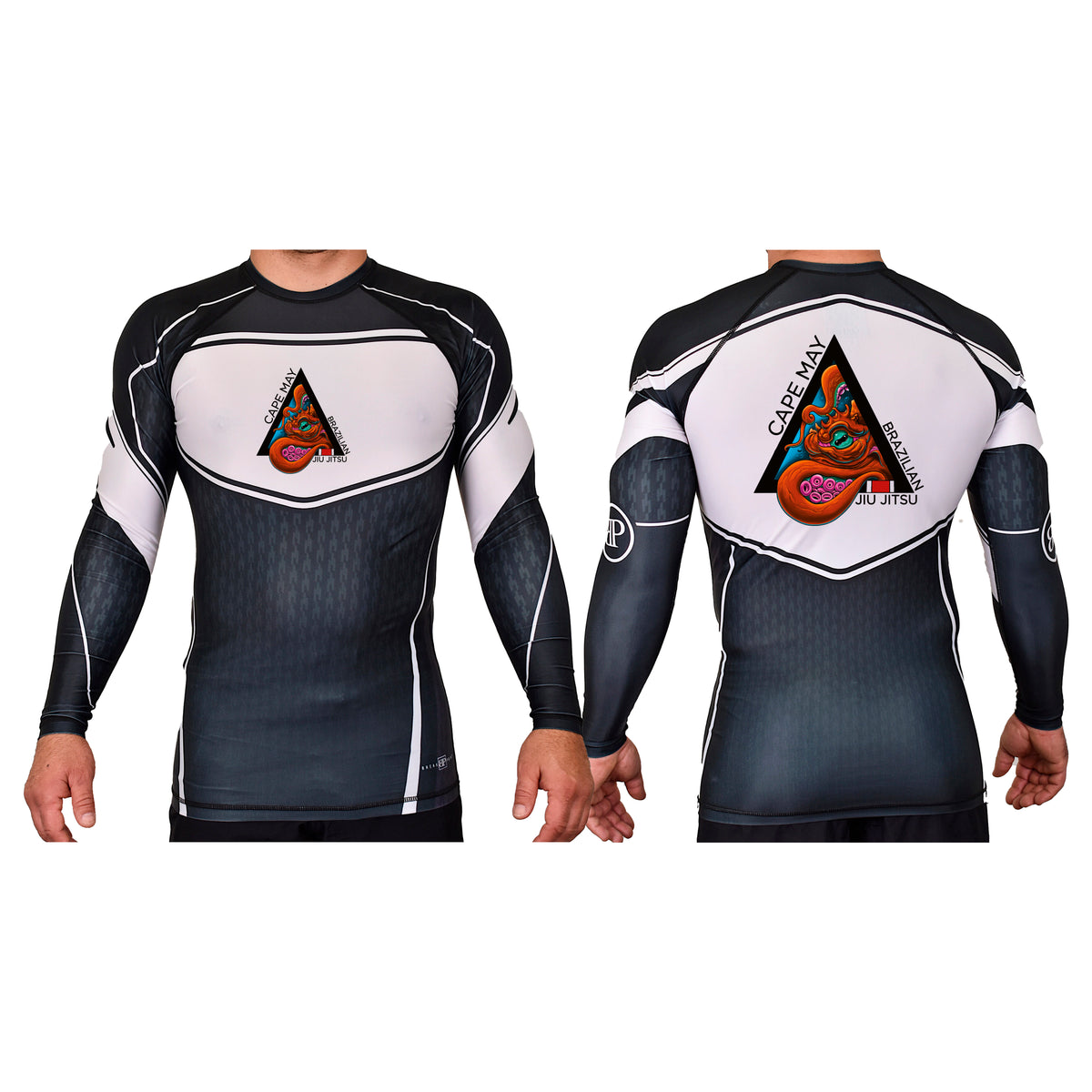 Cape May Brazilian Jiu Jitsu Academy Rash Guards Black/White #8030 A