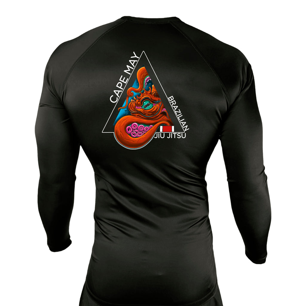 Cape May Brazilian Jiu Jitsu All Black Custom Rash Guards Long Sleeves #8030 A