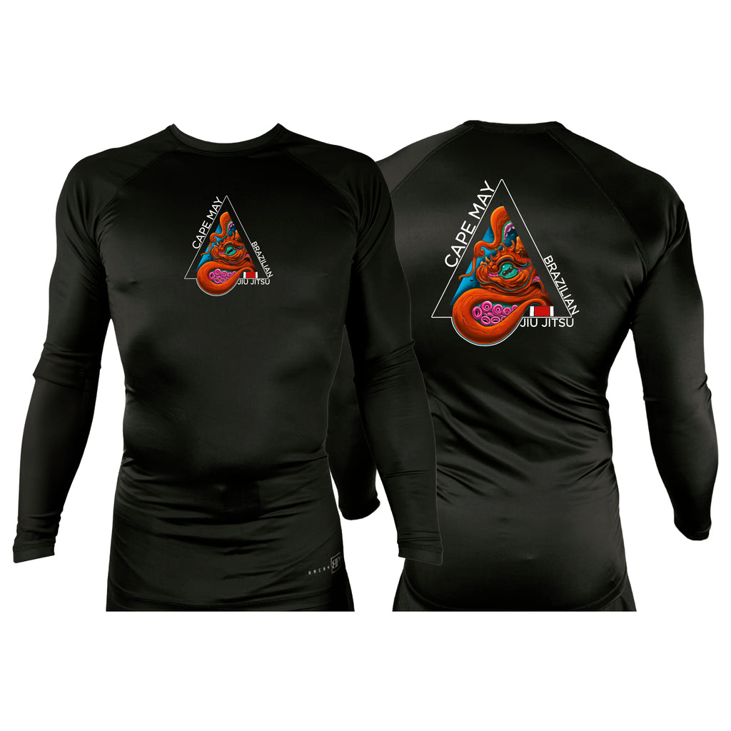 Cape May Brazilian Jiu Jitsu All Black Custom Rash Guards Long Sleeves #8030 A