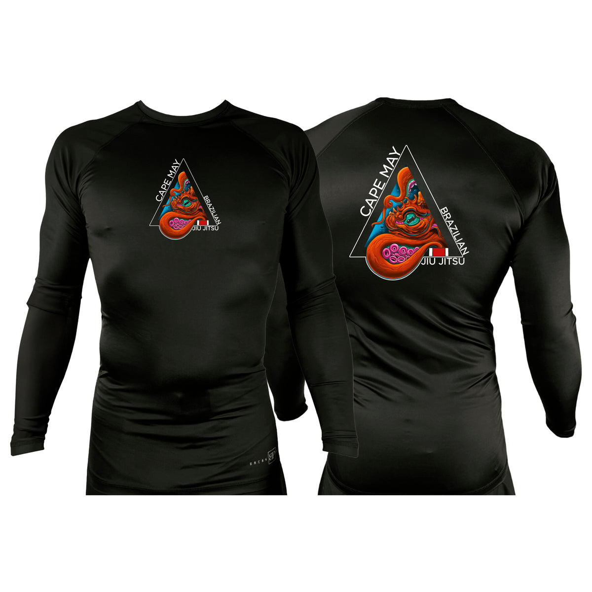 Cape May Brazilian Jiu Jitsu All Black Custom Rash Guards Long Sleeves #8030 A