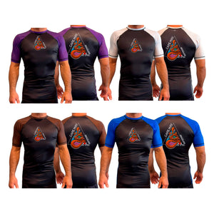 Cape May Brazilian Jiu Jitsu All Black Ranked Short Sleeve Rash Guards #8030 A