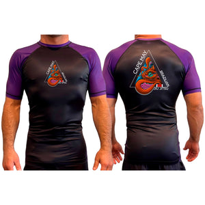 Cape May Brazilian Jiu Jitsu All Black Ranked Short Sleeve Rash Guards #8030 A