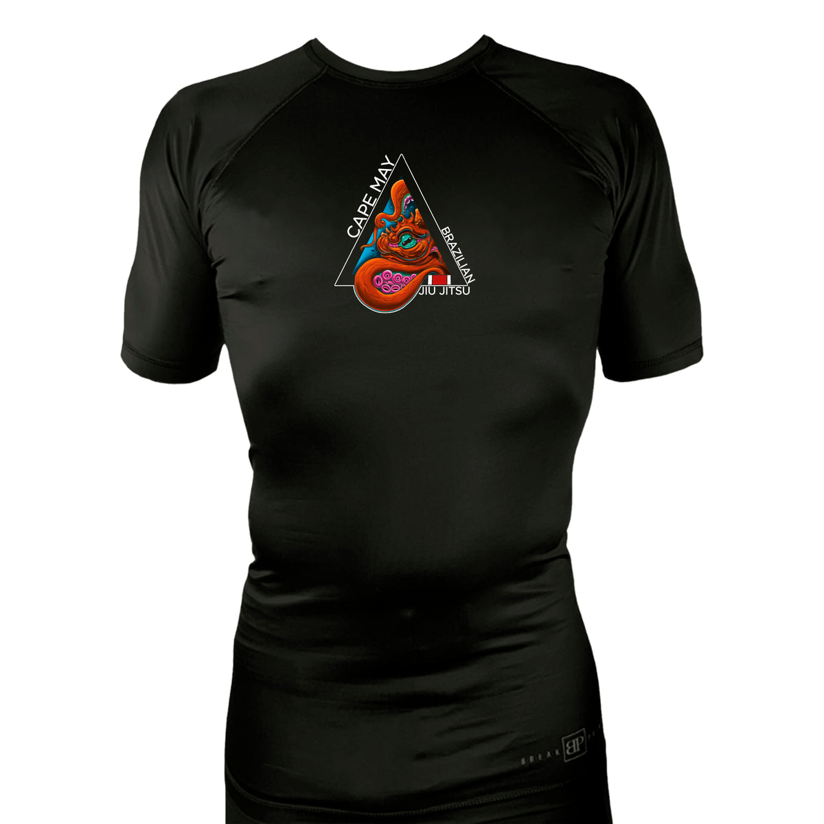 Cape May Brazilian Jiu Jitsu All Black Custom Rash Guards Short Sleeves #8030 A