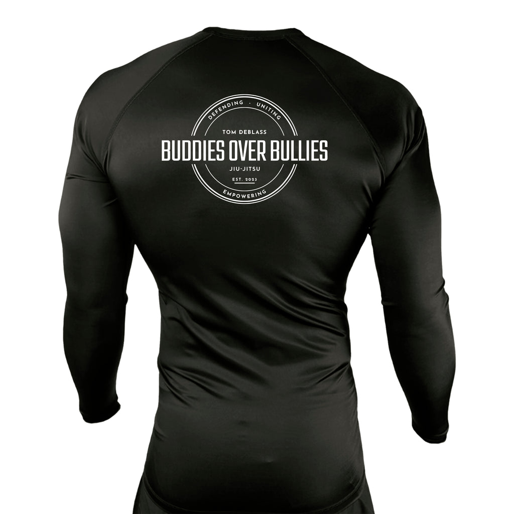 Buddies Over Bullies All Black Custom Rash Guards Long Sleeves #8031 A
