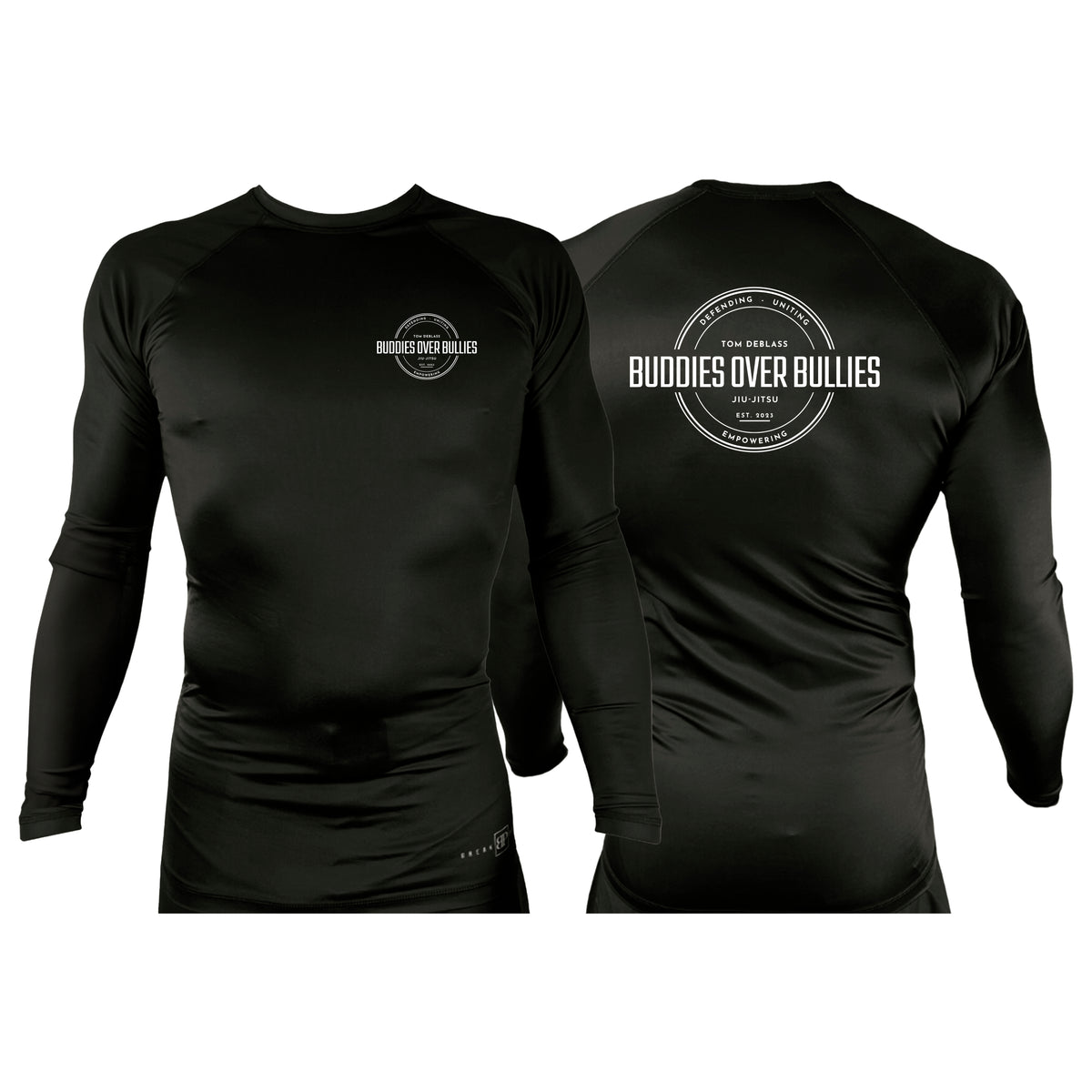 Buddies Over Bullies All Black Custom Rash Guards Long Sleeves #8031 A