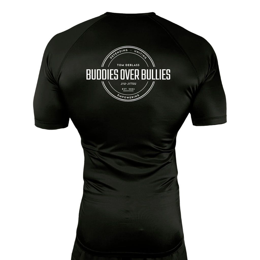 Buddies Over Bullies All Black Custom Rash Guards Short Sleeves #8031 A
