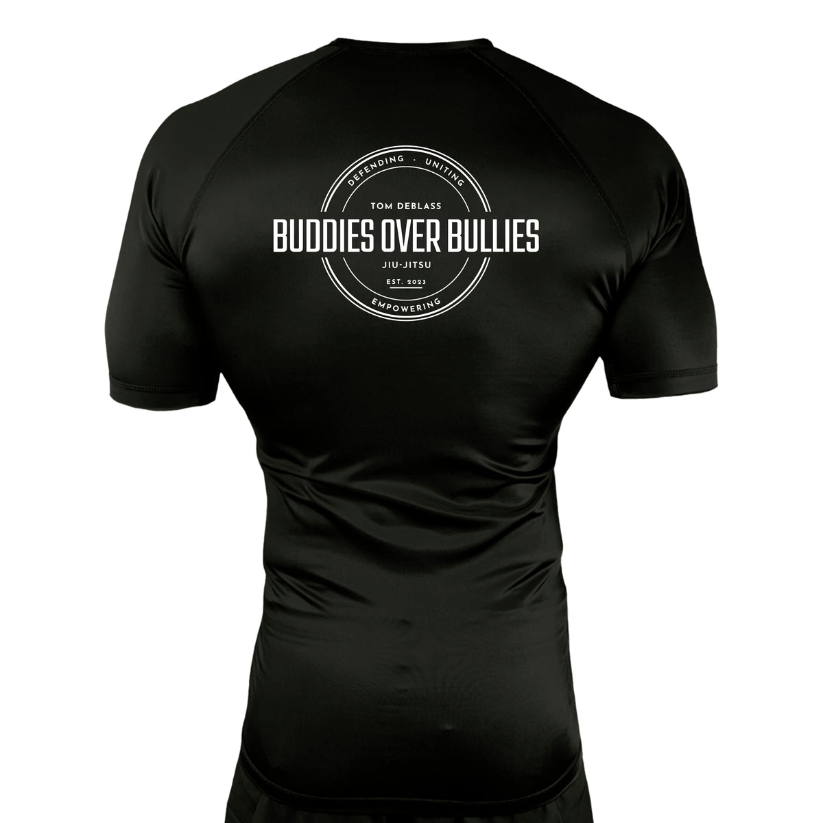 Buddies Over Bullies All Black Custom Rash Guards Short Sleeves #8031 A