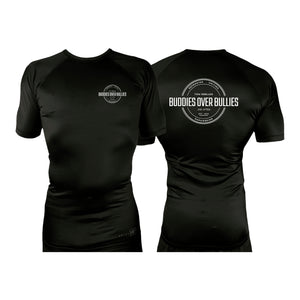 Buddies Over Bullies All Black Custom Rash Guards Short Sleeves #8031 A
