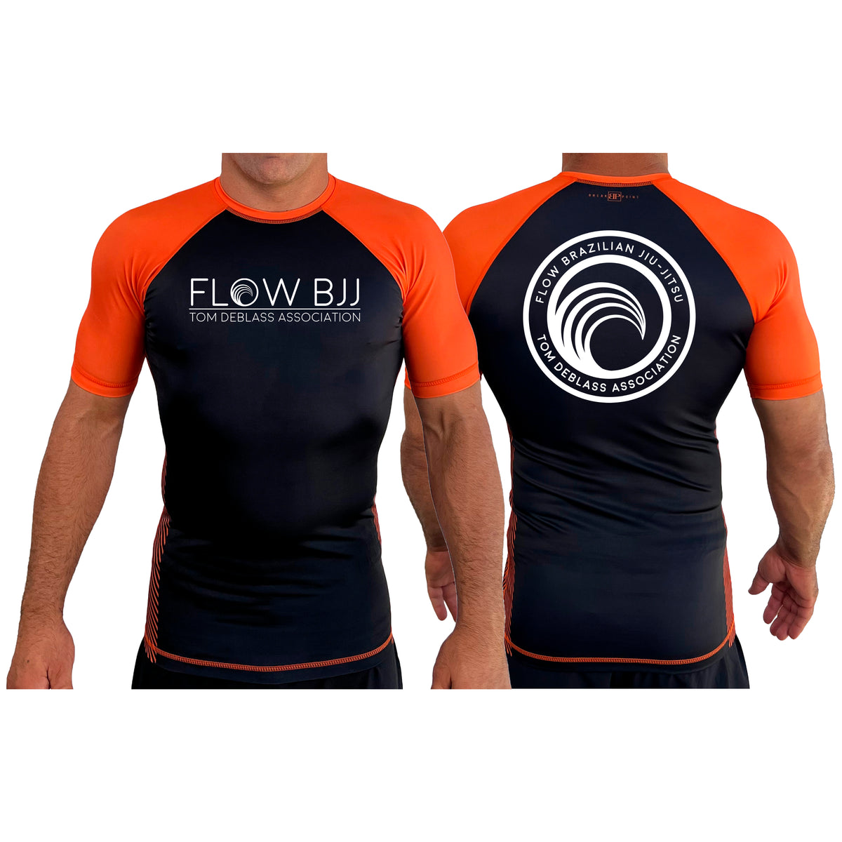 Flow BJJ All Black Ranked Short Sleeve Rash Guards #8032 A