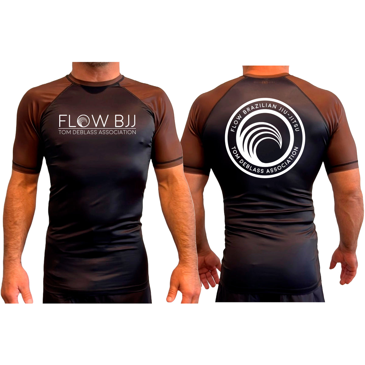 Flow BJJ All Black Ranked Short Sleeve Rash Guards #8032 A