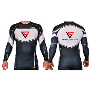 Legacy Martial Arts & Fitness Academy Rash Guards Black/White #8033 B
