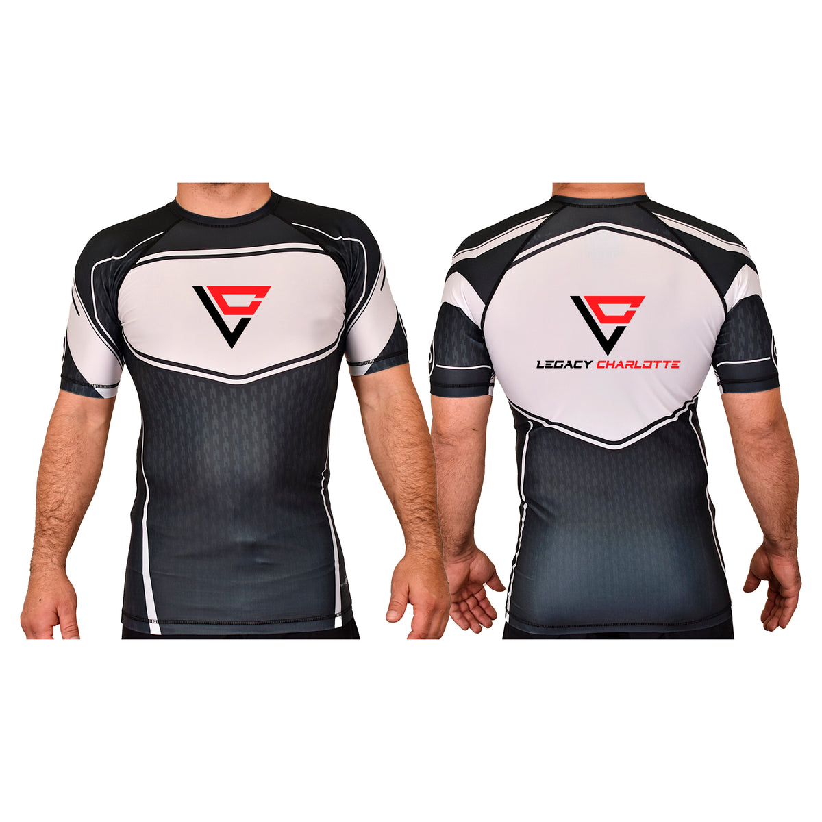 Legacy Martial Arts & Fitness Academy Rash Guards Black/White #8033 B