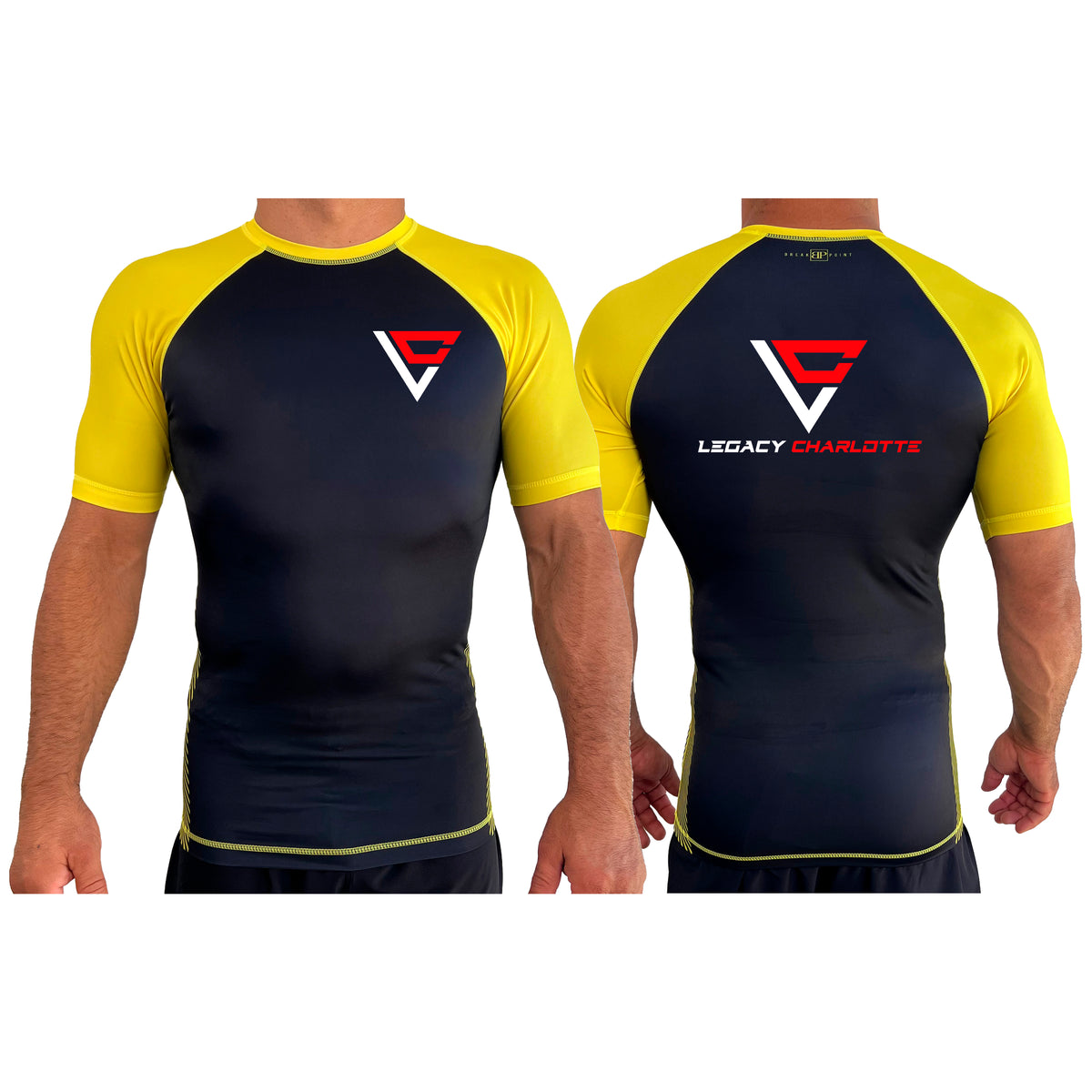 Legacy Martial Arts & Fitness All Black Ranked Short Sleeve Rash Guards #8033 B