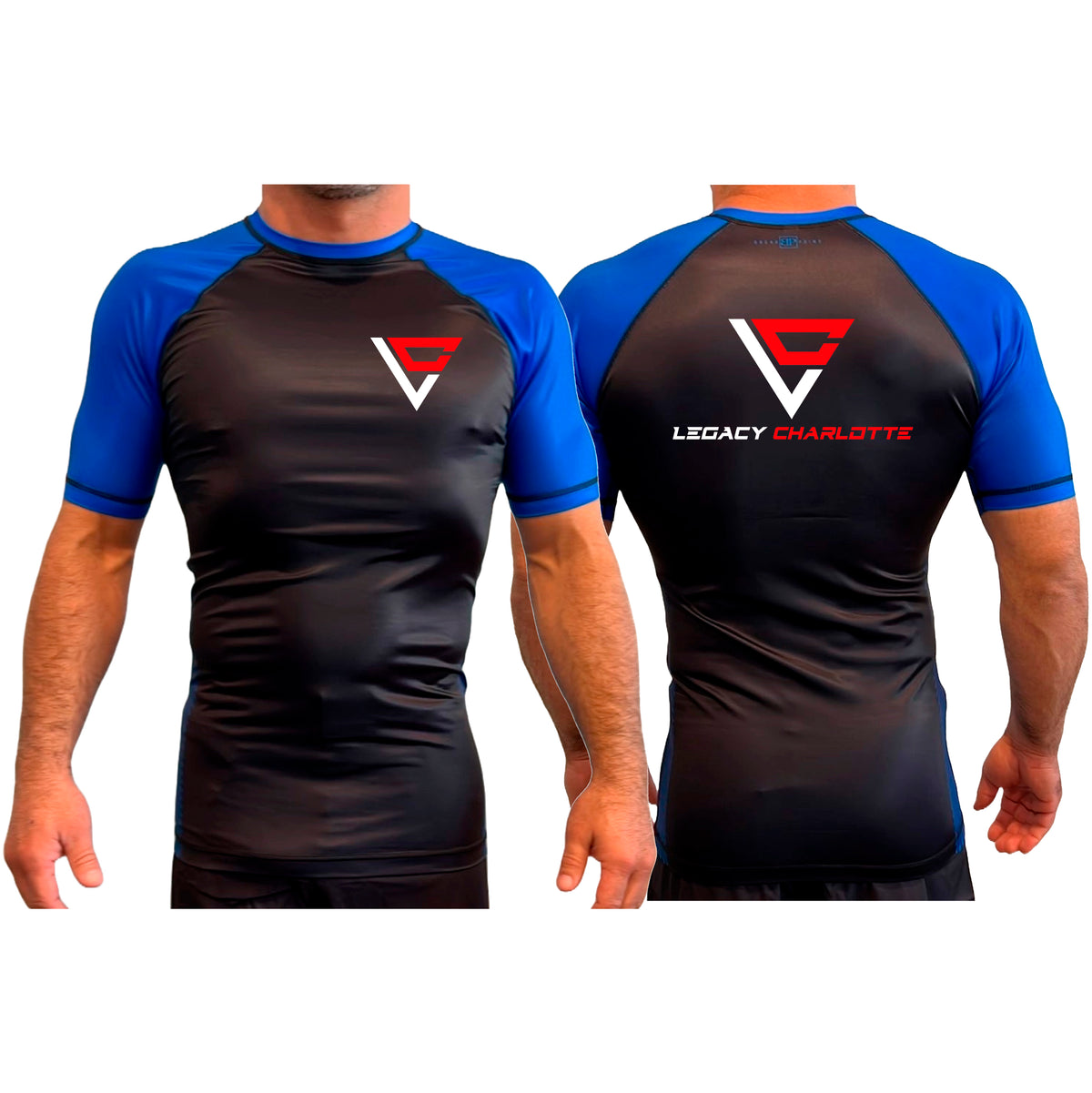 Legacy Martial Arts & Fitness All Black Ranked Short Sleeve Rash Guards #8033 B