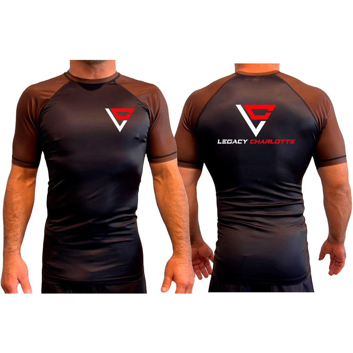 Legacy Martial Arts & Fitness All Black Ranked Short Sleeve Rash Guards #8033 B
