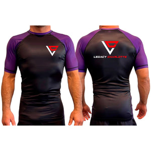 Legacy Martial Arts & Fitness All Black Ranked Short Sleeve Rash Guards #8033 B