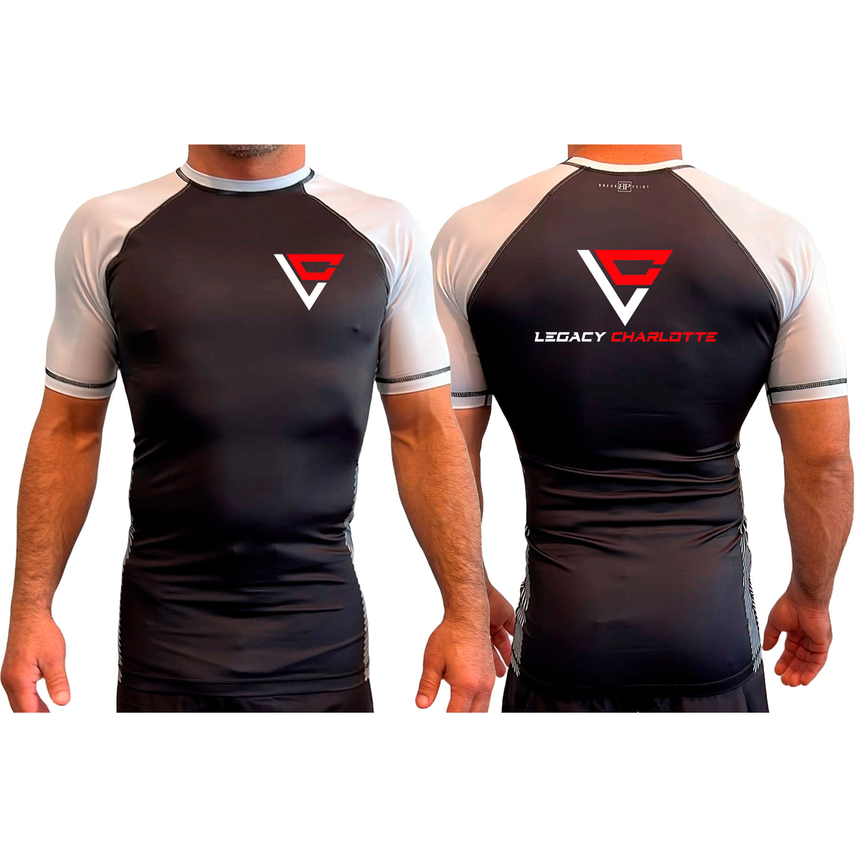 Legacy Martial Arts & Fitness All Black Ranked Short Sleeve Rash Guards #8033 B