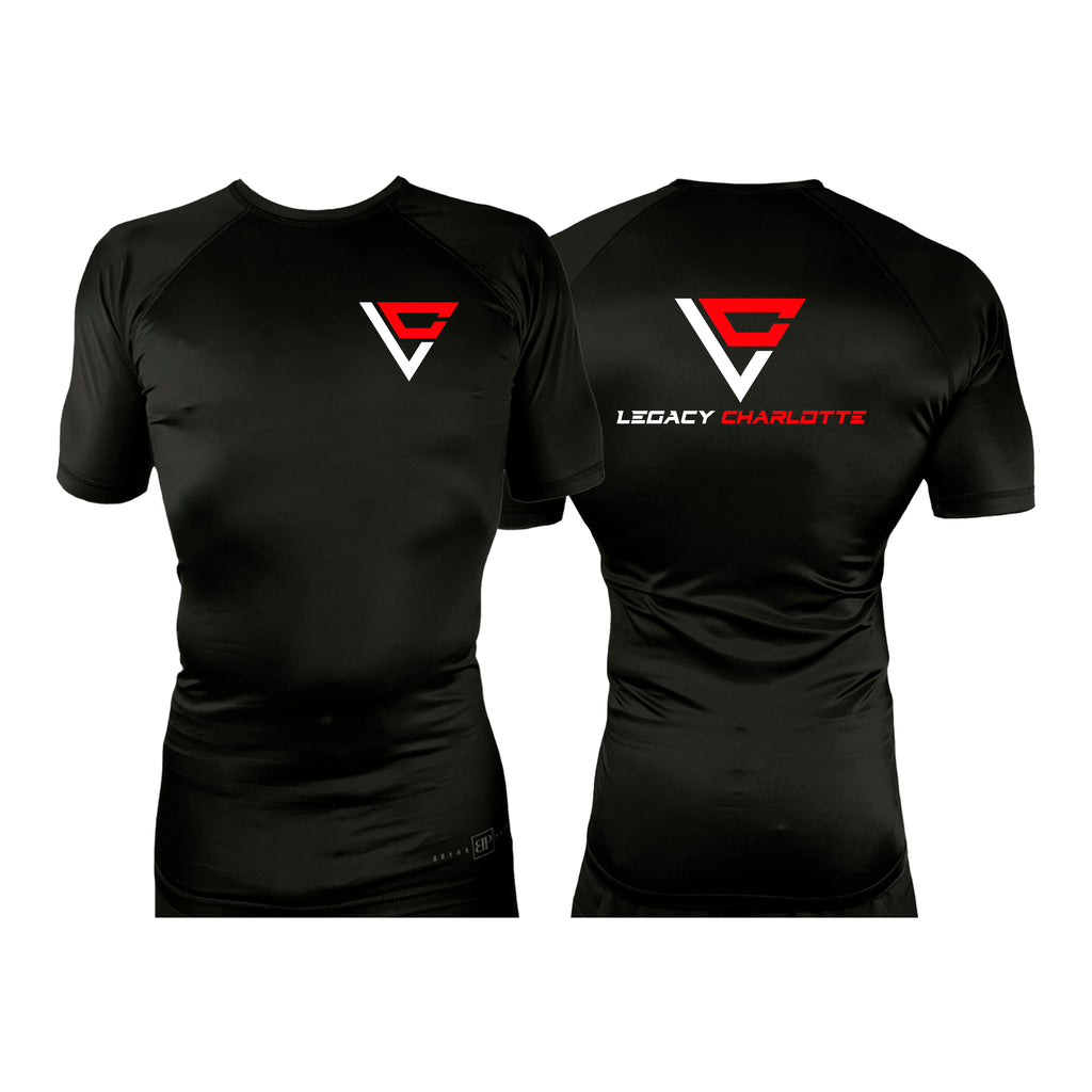 Legacy Martial Arts & Fitness All Black Custom Rash Guards Short Sleeves #8033 B