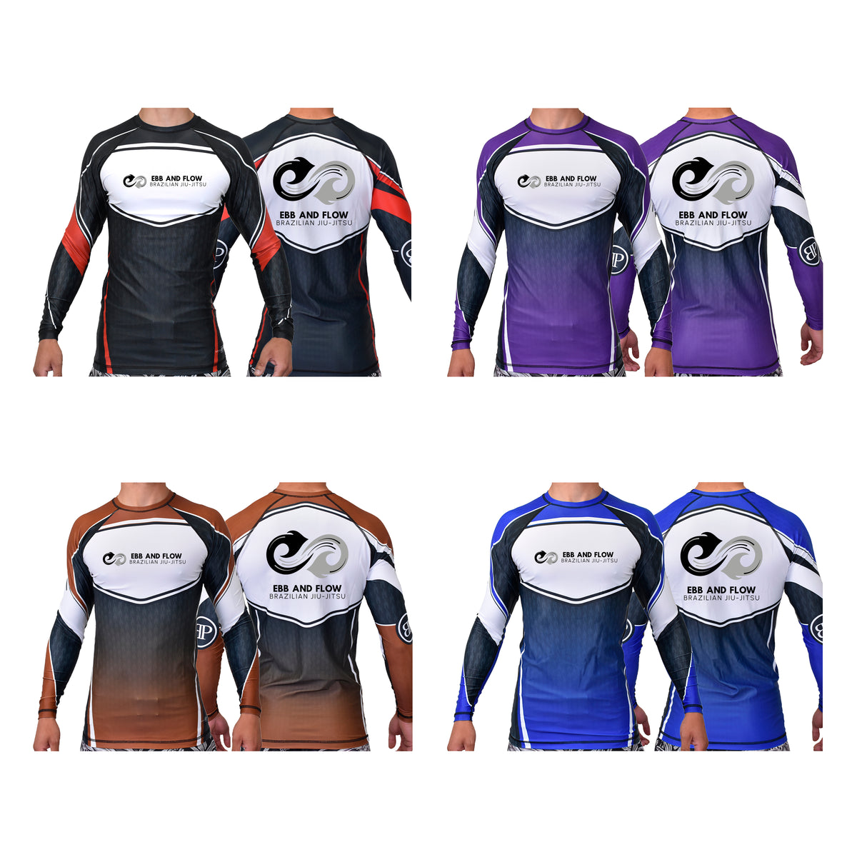 Ebb and Flow BJJ Academy Ranked Long Sleeve Rash Guards #8034 A