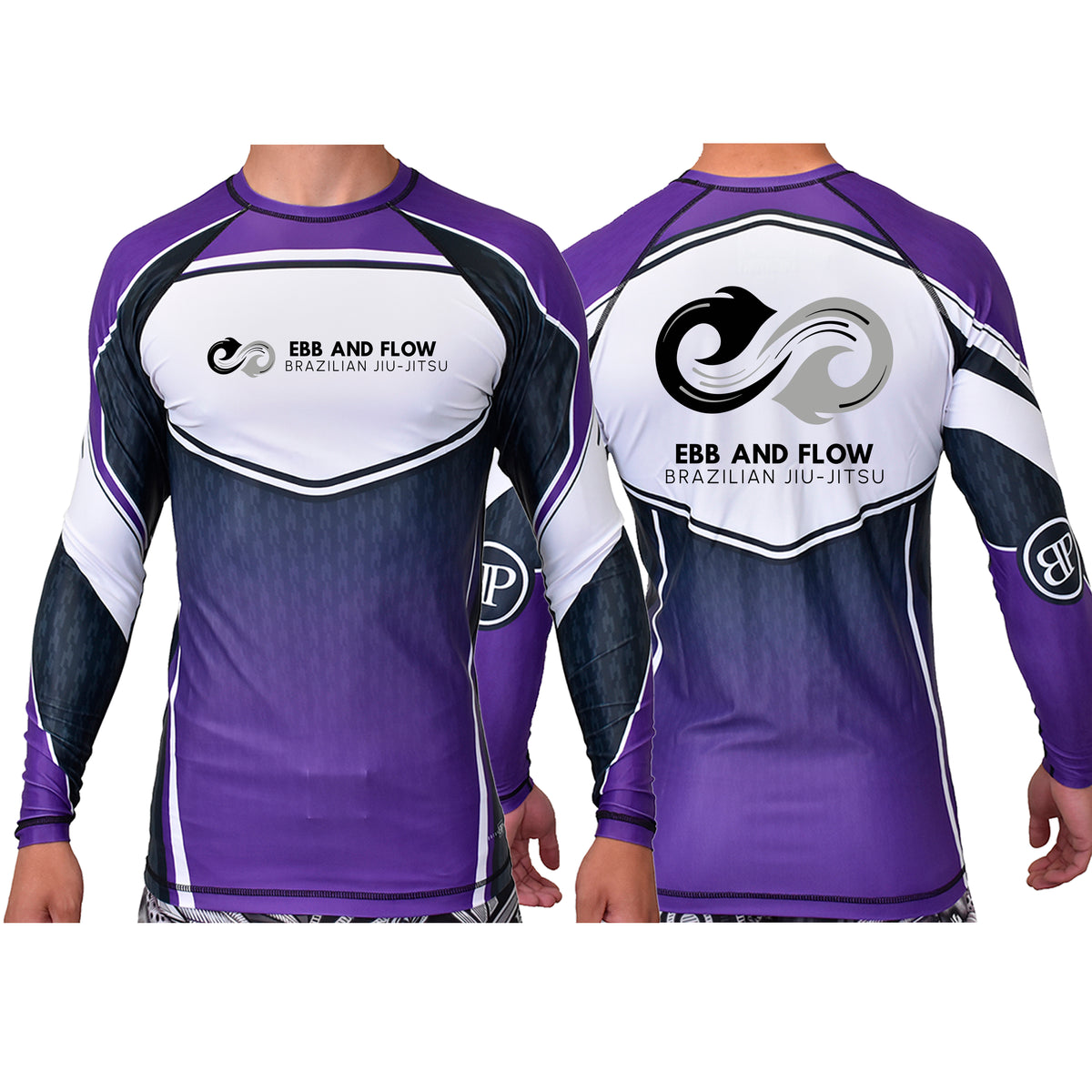 Ebb and Flow BJJ Academy Ranked Long Sleeve Rash Guards #8034 A