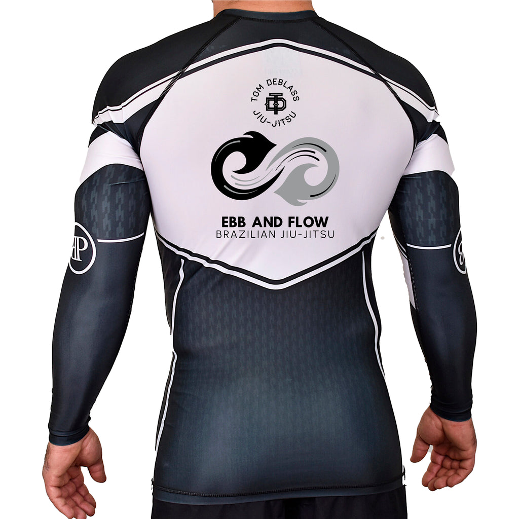 Ebb and Flow BJJ Academy Rash Guards Black/White #8034 C