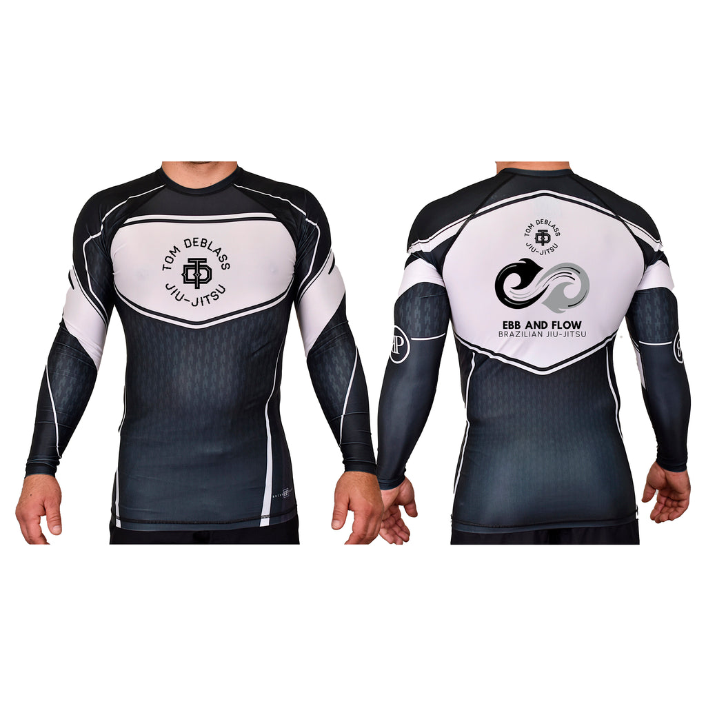 Ebb and Flow BJJ Academy Rash Guards Black/White #8034 C