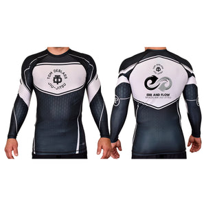 Ebb and Flow BJJ Academy Rash Guards Black/White #8034 C