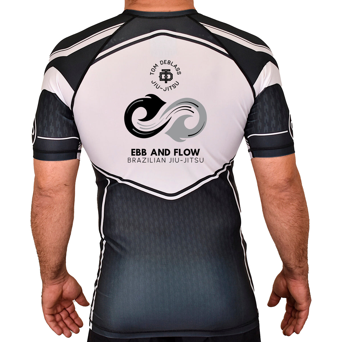 Ebb and Flow BJJ Academy Rash Guards Black/White #8034 C