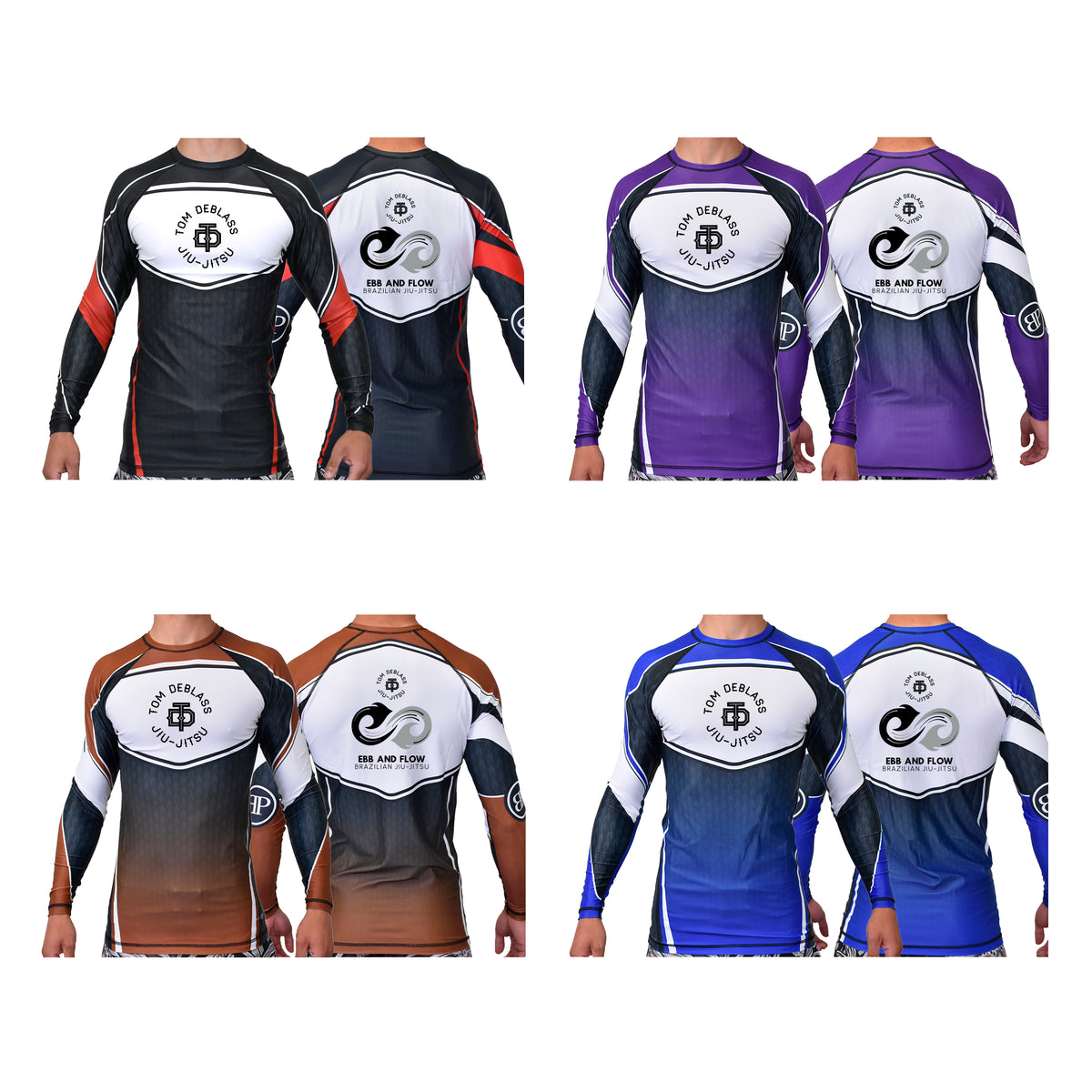 Ebb and Flow BJJ Academy Ranked Long Sleeve Rash Guards #8034 C