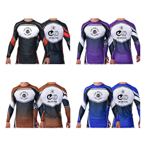 Ebb and Flow BJJ Academy Ranked Long Sleeve Rash Guards #8034 C