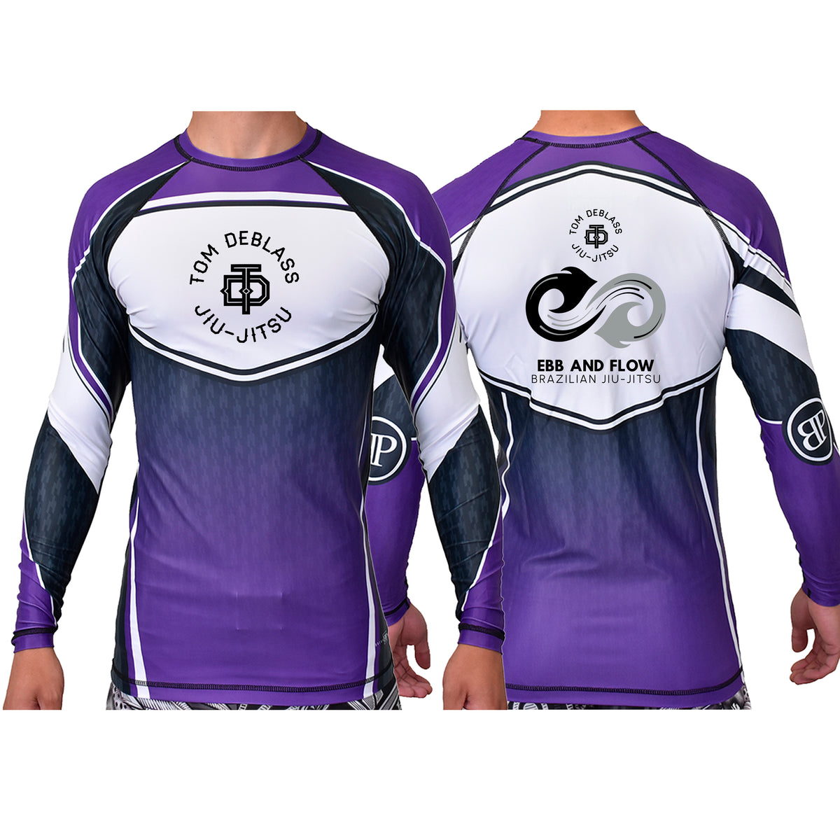 Ebb and Flow BJJ Academy Ranked Long Sleeve Rash Guards #8034 C
