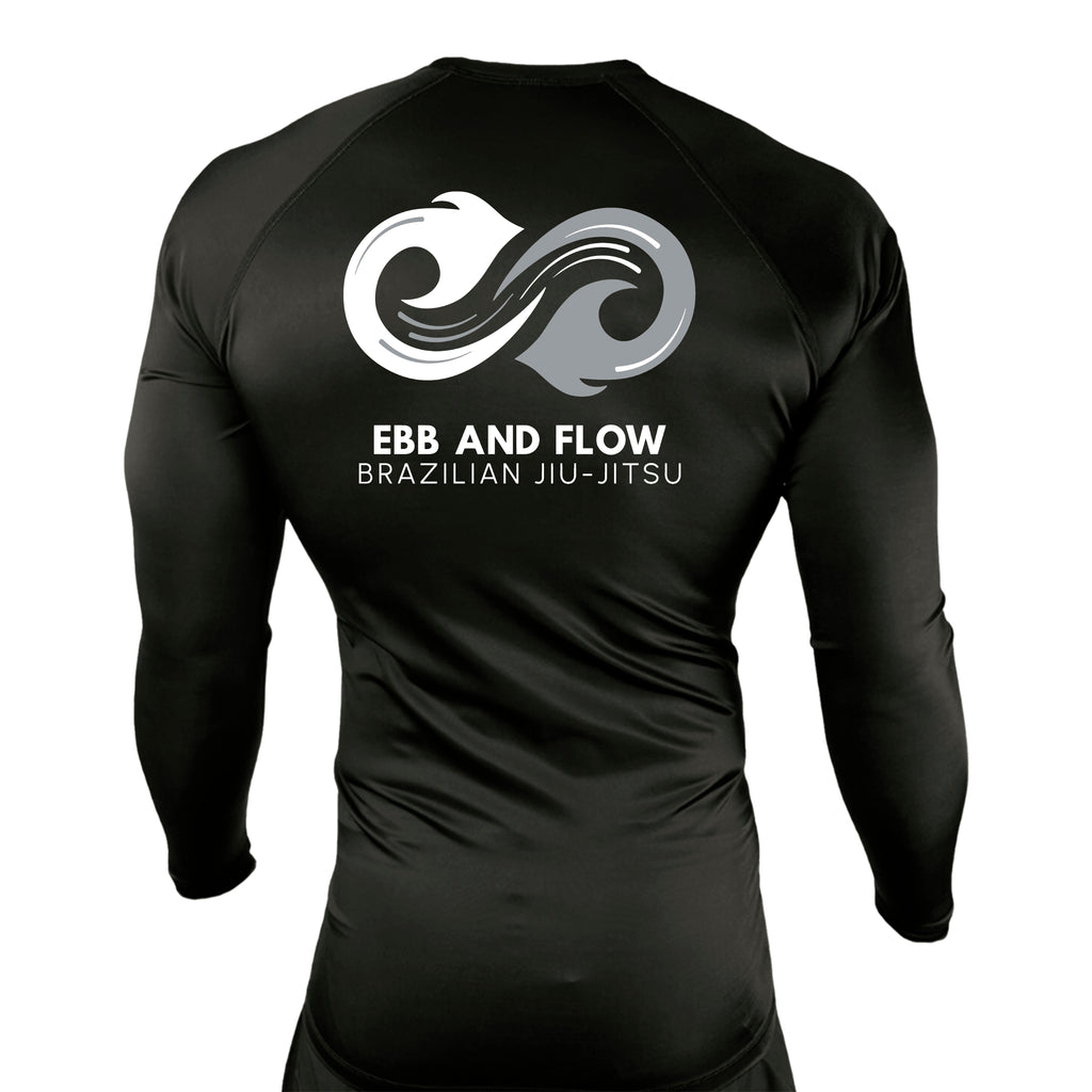 Ebb and Flow BJJ All Black Custom Rash Guards Long Sleeves #8034 C