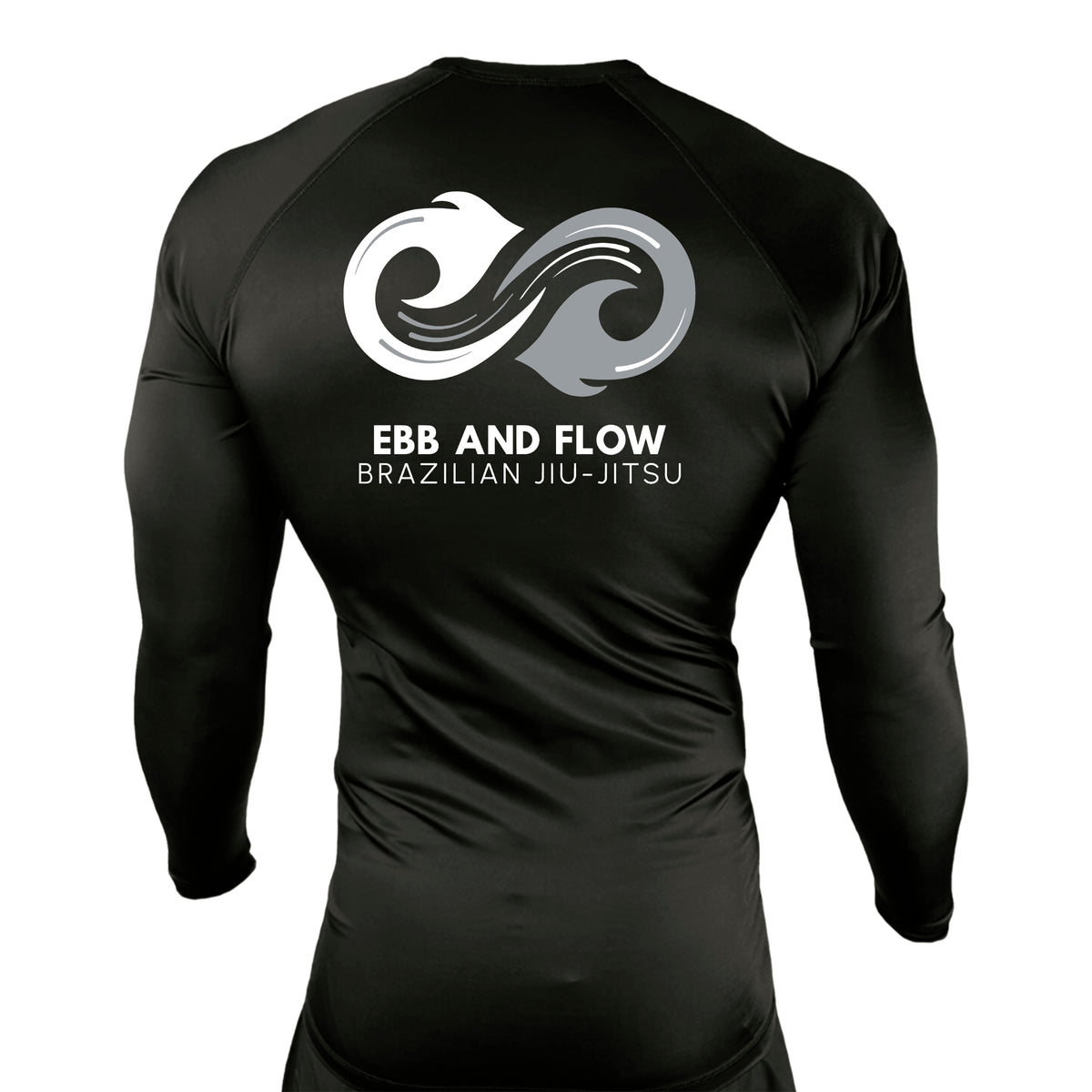 Ebb and Flow BJJ All Black Custom Rash Guards Long Sleeves #8034 C