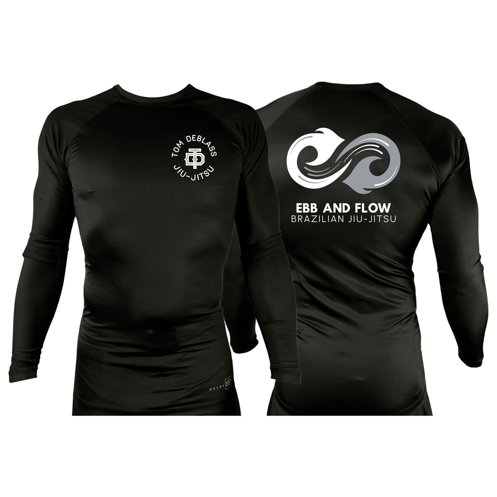 Ebb and Flow BJJ All Black Custom Rash Guards Long Sleeves #8034 C