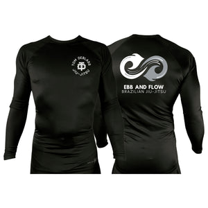Ebb and Flow BJJ All Black Custom Rash Guards Long Sleeves #8034 C