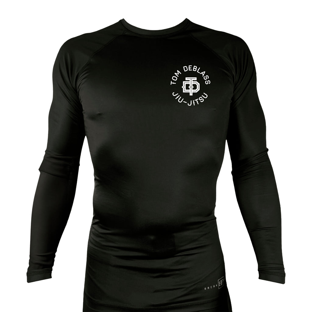 Ebb and Flow BJJ All Black Custom Rash Guards Long Sleeves #8034 C