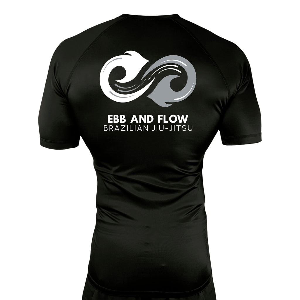 Ebb and Flow BJJ All Black Custom Rash Guards Short Sleeves #8034 C