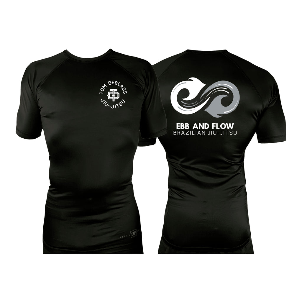 Ebb and Flow BJJ All Black Custom Rash Guards Short Sleeves #8034 C