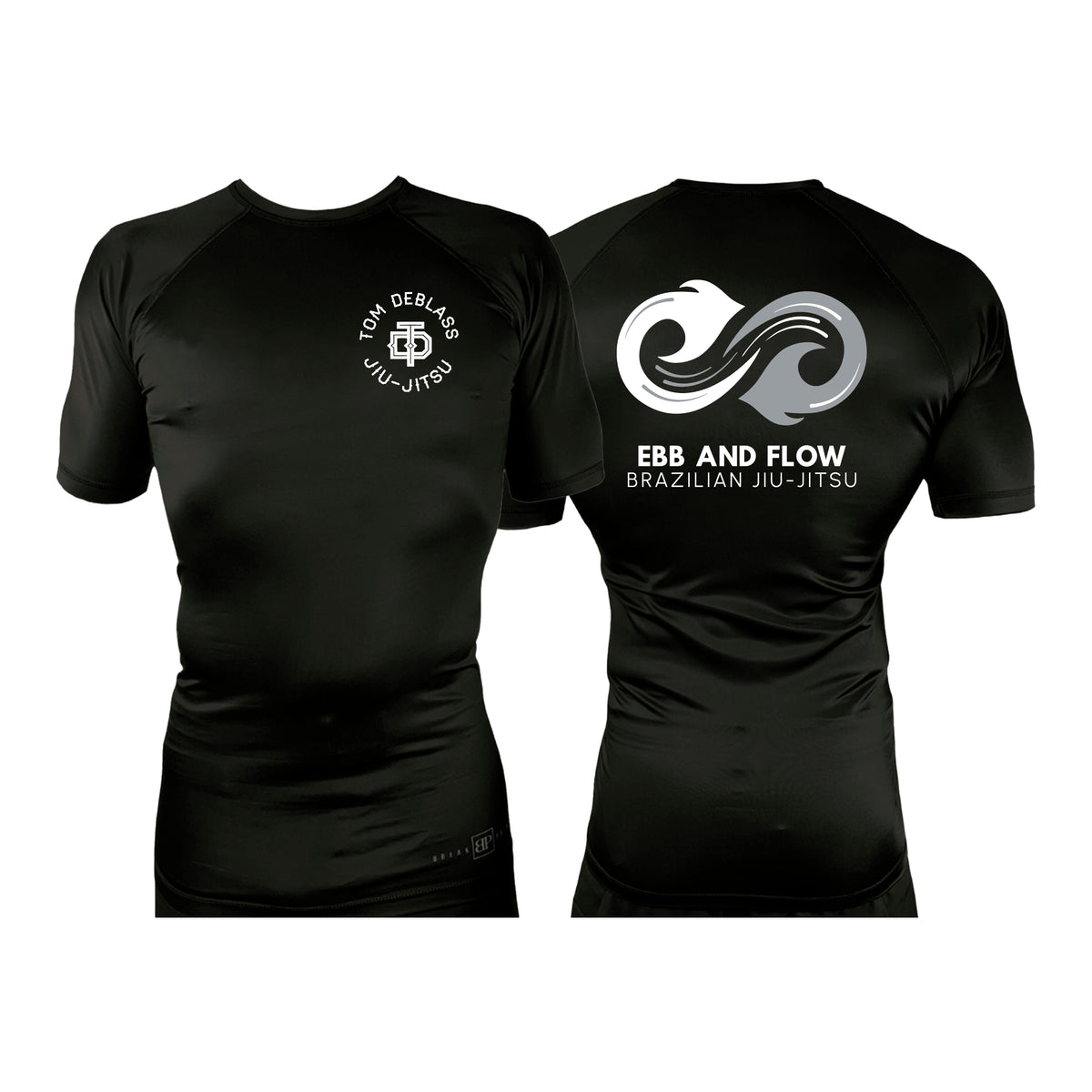 Ebb and Flow BJJ All Black Custom Rash Guards Short Sleeves #8034 C