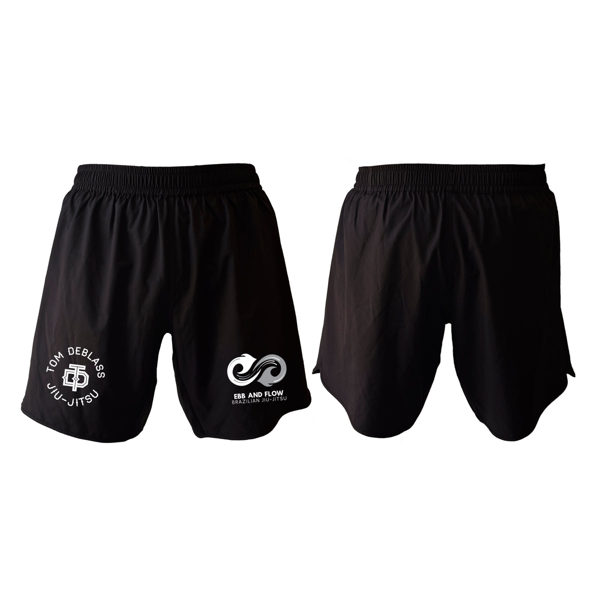 Ebb and Flow BJJ All Black Custom Shorts 2.0 #8034 C