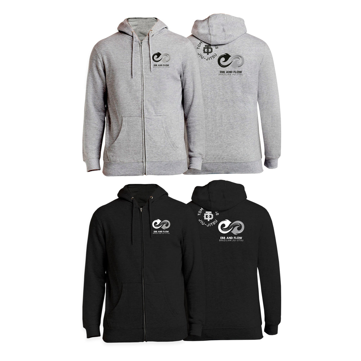 Ebb and Flow BJJ Academy Zip-Up Hoodies #8034 D