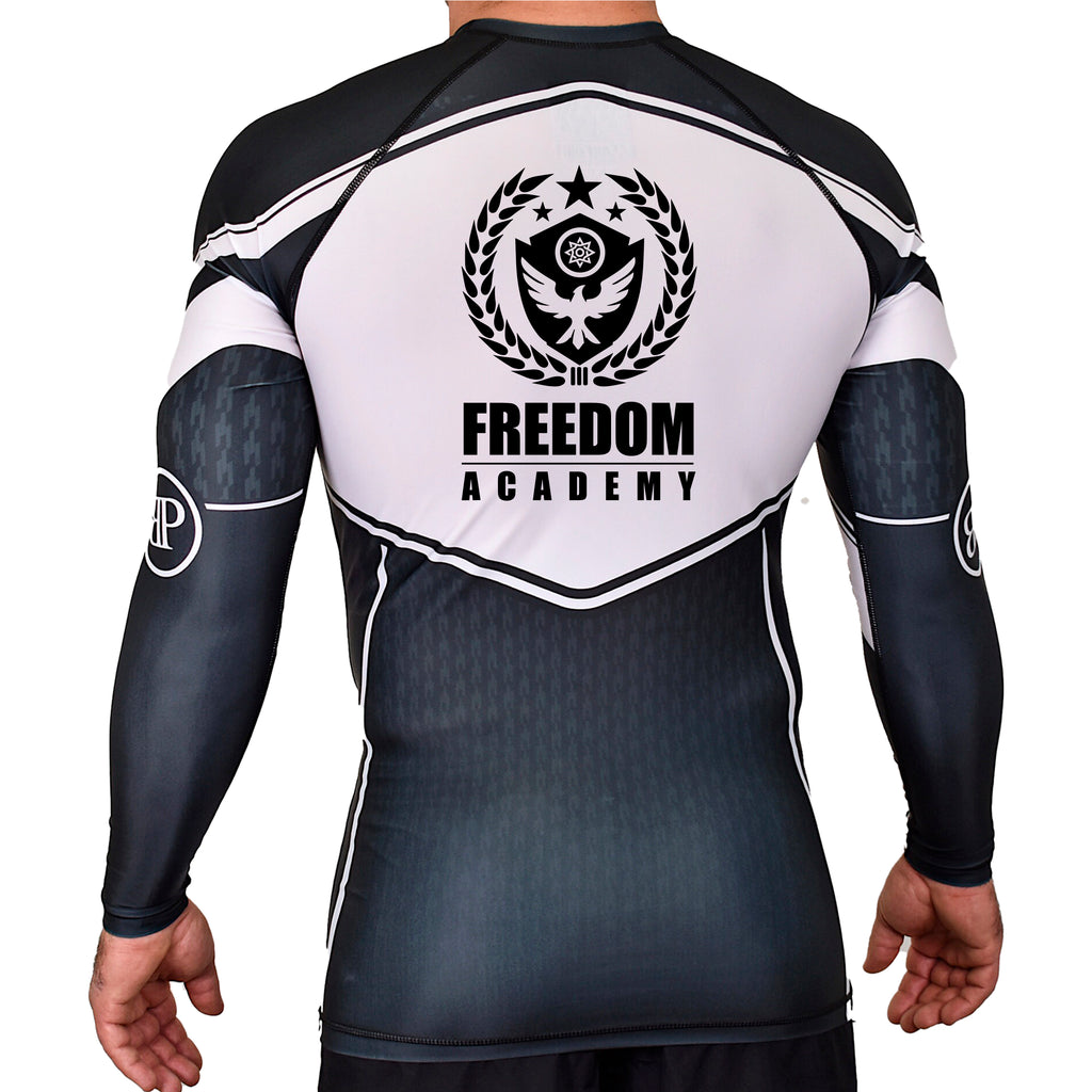 Freedom Academy Rash Guards Black/White #8035 A