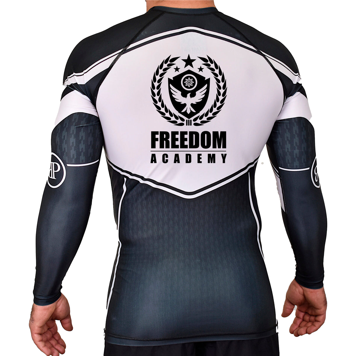 Freedom Academy Rash Guards Black/White #8035 A