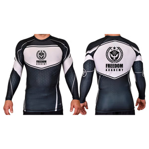 Freedom Academy Rash Guards Black/White #8035 A