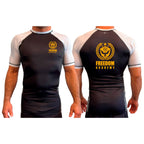 Freedom Academy All Black Ranked Short Sleeve Rash Guards #8035 A