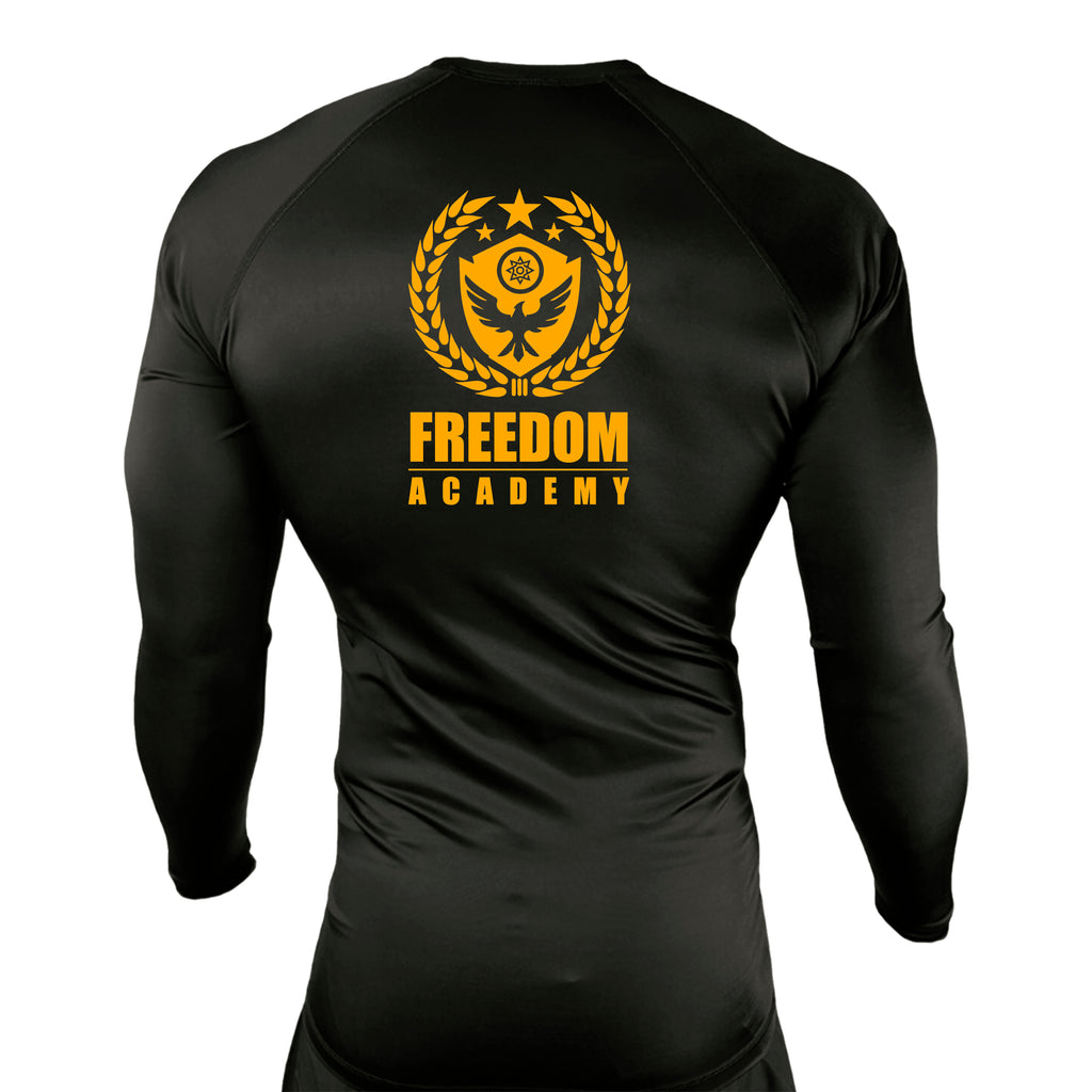Freedom Academy All Black Custom Rash Guards Long Sleeves #8035 A