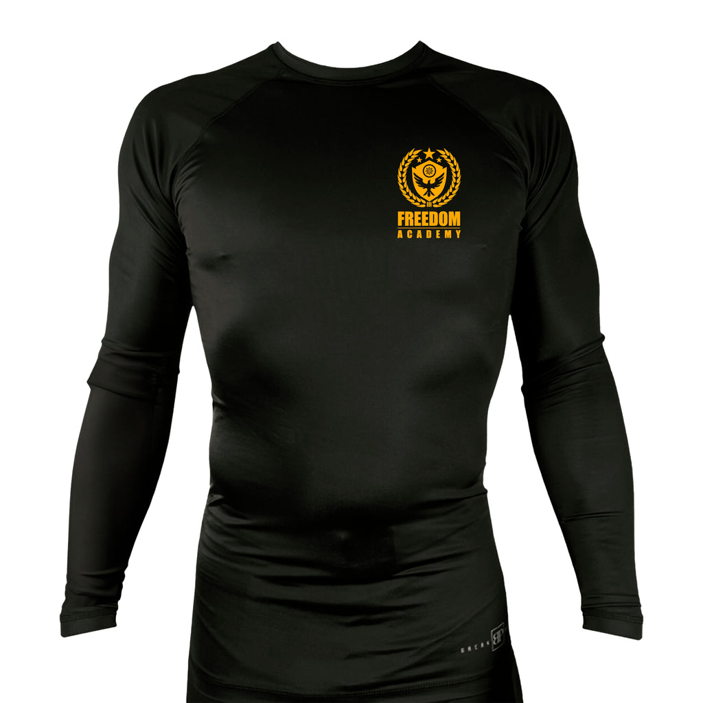 Freedom Academy All Black Custom Rash Guards Long Sleeves #8035 A