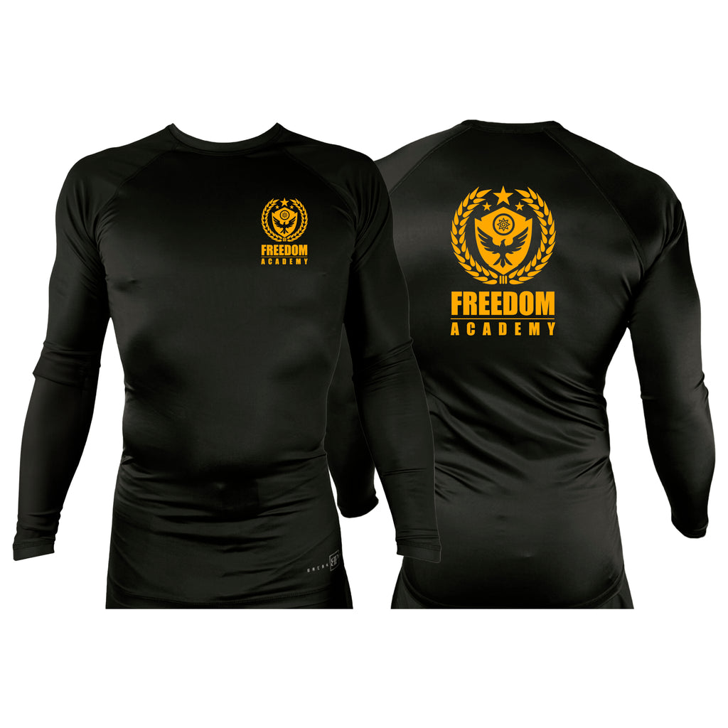 Freedom Academy All Black Custom Rash Guards Long Sleeves #8035 A